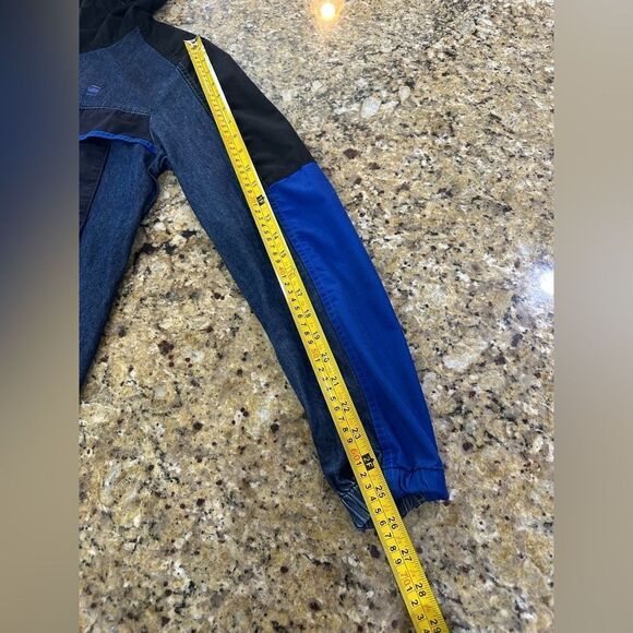 G-Star Raw Denim Mix Colorblock Patches Hooded Full Zip Jacket Unisex Size Small - Picture 12 of 16